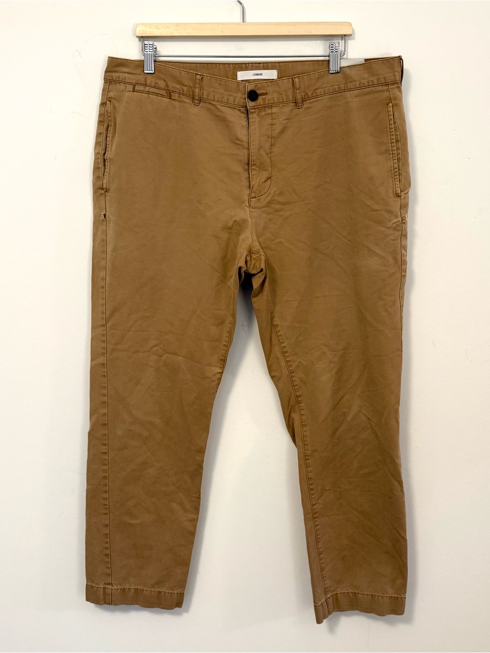 Billy Reid Men’s Leonard Chino Distressed Tan Pants $145 MSRP – 38 x 29